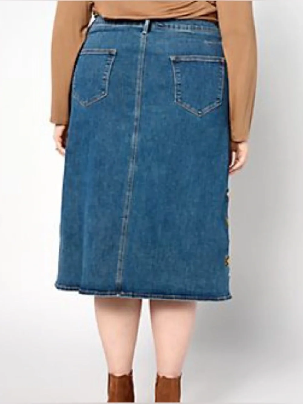 Driftwood Floral Embroidered Denim Skirt Size 12 Western Cowgirl Coastal Cottage - Picture 2 of 9